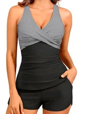Tempt Me Tankini Swim Set Halter Top Shorts W/Pockets Size XXL