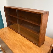 Hand Crafted Vintage Teak Display Cabinet Glass Doors Wall Hung or Table Top