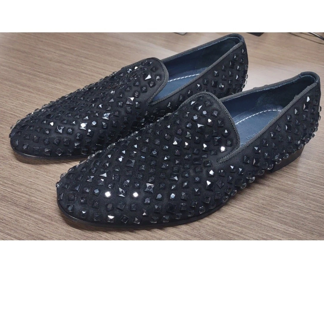 Chaussures cloutées cuir noir Horsebit GUCCI Vero Cuoio fait main créateur Italie 