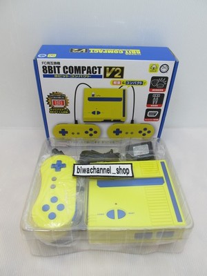 Famicom FC 8 bit Compact V2 Japan Limited Book Off Ver. CIB Yellow x Blue NES