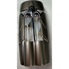 Futuristic Gunmetal Grey Dual Chamber Torch Lighter White Spiral Glass Accents