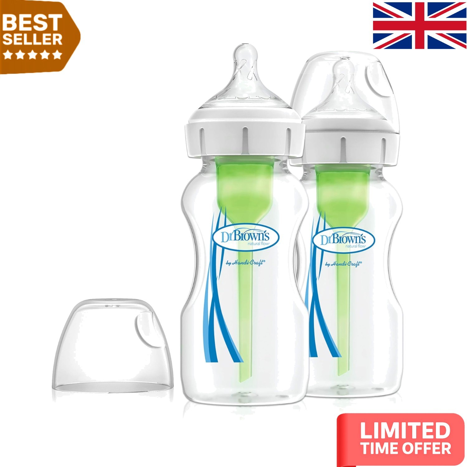 BPA-Free Baby Bottle Set, 9oz with Anti-Colic Vent, 2-Pack, Dr. Brown's