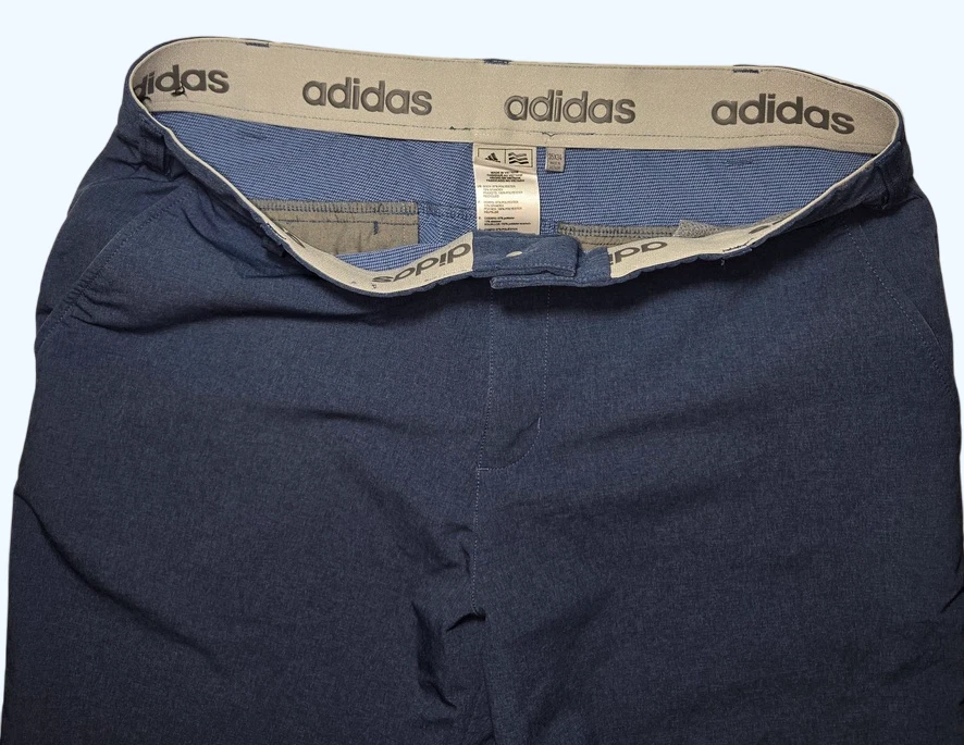 Calça de golfe Adidas Ultimate 365 masculina 35x34 desempenho aderência elástica cintura azul - Imagem 3 de 4