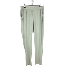 Eberjey Green Ivory Cotton Stripe Knit College Lounge Pant Pockets Women's Sz L