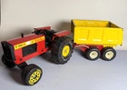 Large Vintage Tonka Tinplate Pressed Steel T700 Tractor + Tipper Trailer 56cm