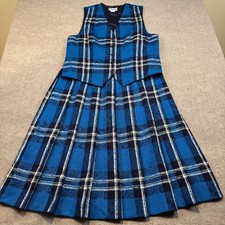 Vintage Pendleton Skirt Vest Set Size 12 Blue Paisley Overlay Plaid Wool USA 90s