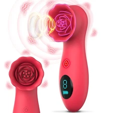 Rose Sucking Vibrator Oral Clit Licking Tongue G-Spot Dildo Sex Toys For Women