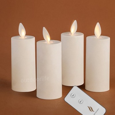 Set of 4 Luminara Flameless LED Votive Candles w/Moving Flame Remote 4.25''X1.5''