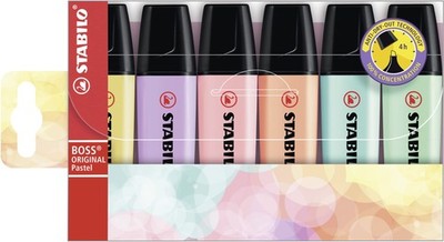 STABILO BOSS Original Pastel Highlighter Pens Highlighter Markers - Pack of 6