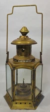  Vintage Brass Nautical Lantern Hexagon 12 1/2" Tall Plus Handle 