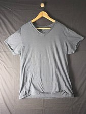 George Men  s Gray V  Neck T  Shirt L 42  44 100 Cotton Casual Basic Tee
