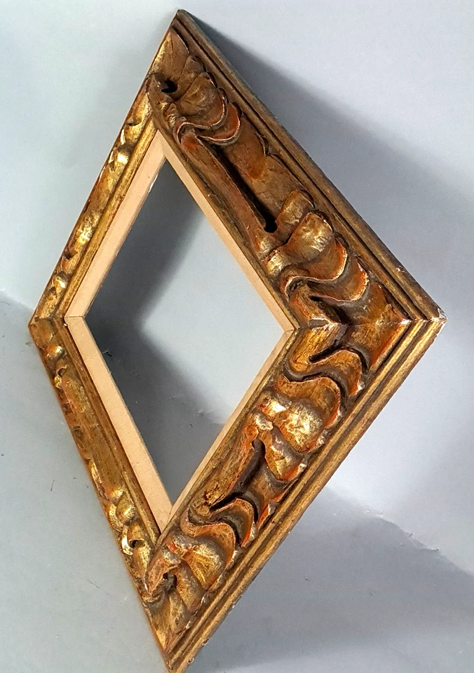Cadre style ancien 43x38 cm, feuillure: 25x20 ou 28x23 cm bois sculpté doré C792 - Photo 4/4