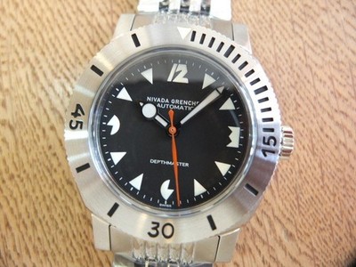Nivada Grenchen Depth Master White Pacman 14102A04 Automatic Black Dial Mens