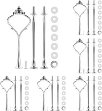 3 Tier Cake Stand Hardware Tiered Tray Hardware, 6 Sets Silver 
