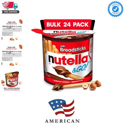 GO! Chocolate Hazelnut Spread with Cocoa + Breadsticks, 24 Bulk Snack Packs, ...