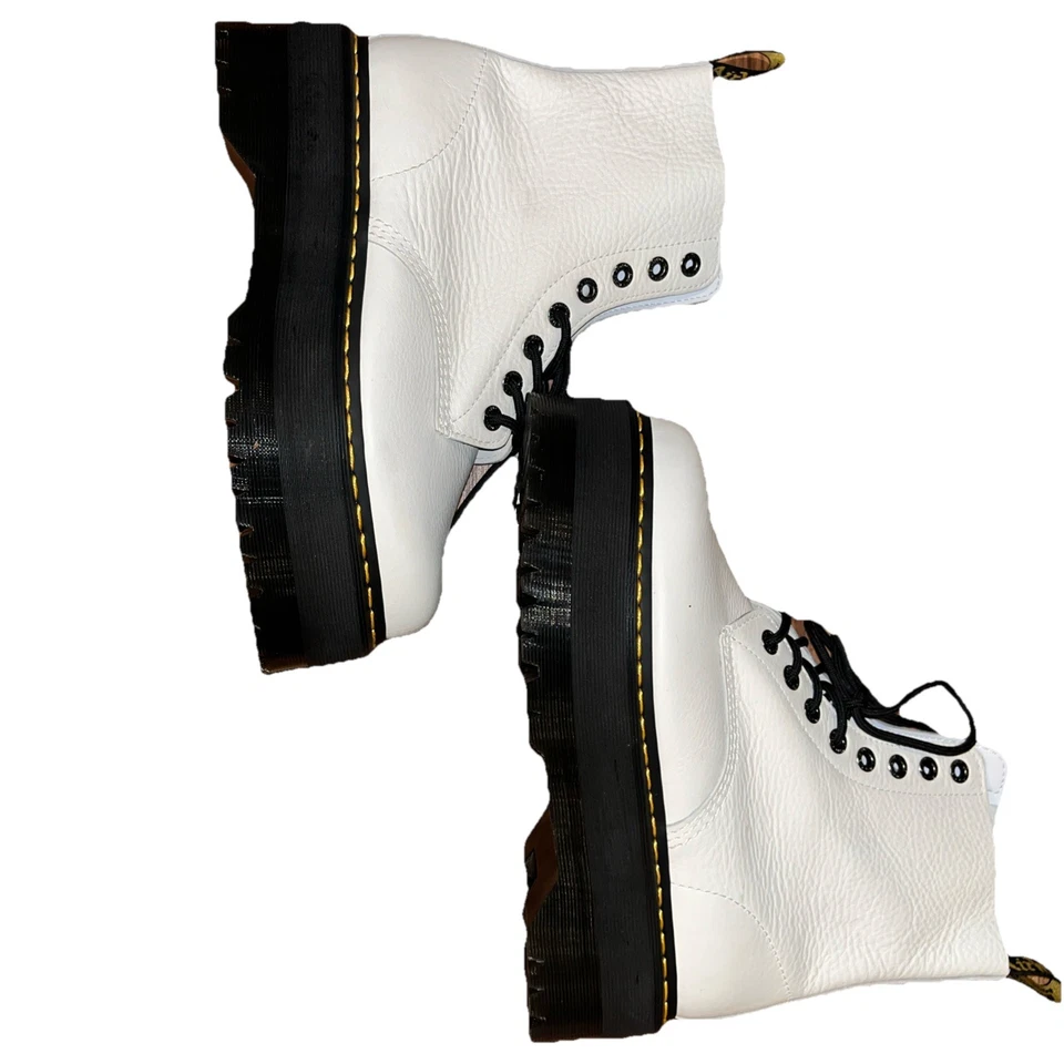 Doc Dr. Martens Max White Combat Boots Platform Women's US 11 Air Wair Bouncing - Image 2 of 4