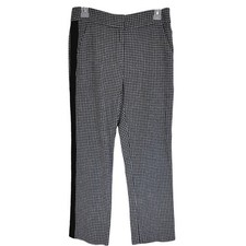 Veronica Beard Womens Gemini black and white plaid Tuxedo stripe pants size 4