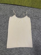 Cream Basic Fitted Cami Tank Top S Comfy Stretch Sleeveless Vest Classic Casual