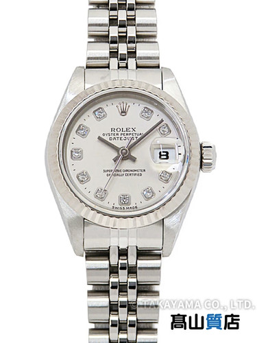 ROLEX Datejust 10P Diamond 69174G 26mm Silver Dial Stainless Steel Box #T103