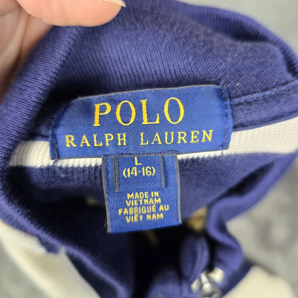 Suéter Polo Ralph Lauren Niños Jóvenes Grande 14-16 Rayas Cuarto Cremallera Pullover Foto 4 de 4