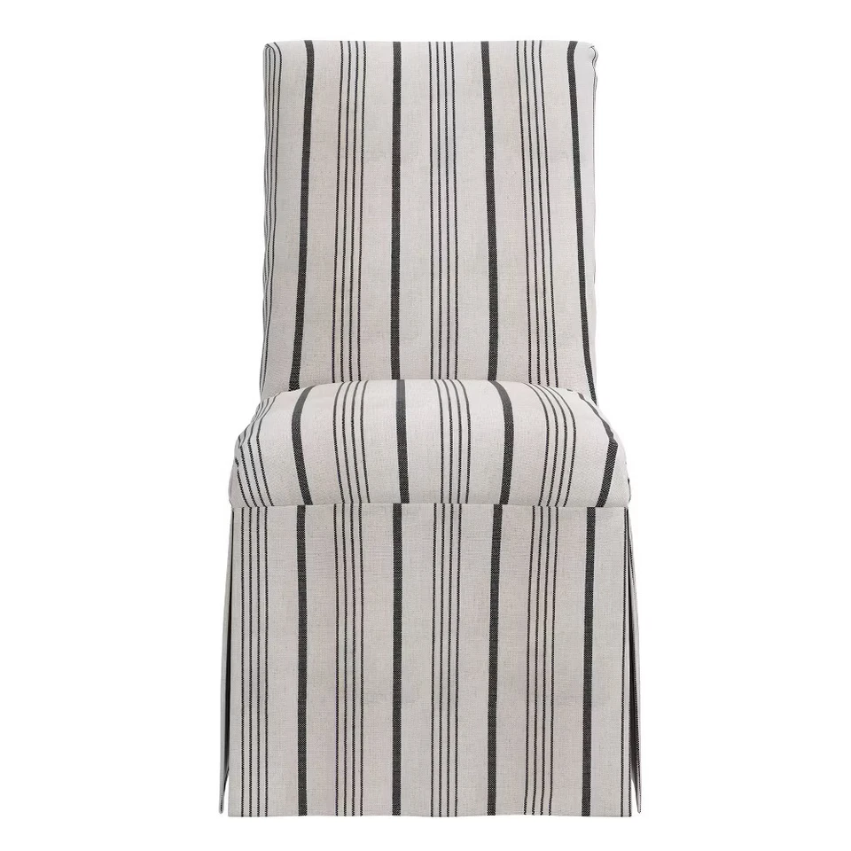 Silla de comedor Skyline Furniture James Slipcover sin brazos Alcot carbón: rayas Foto 2 de 4