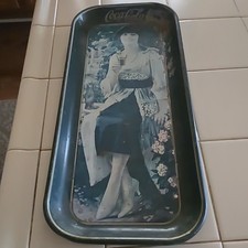 Coca-Cola Advertising Tray Black Gray Lady Il...