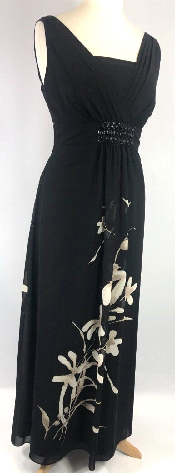 New Jacques Vert dress UK 14 Maxi Black Beige Chiffon Wedding Cruise RRP £179 image 7