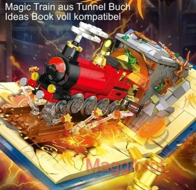 MJI Magic Book Ideas Harry Magic Tunnel Train im Buch Klemmbausteine Set 889+ pcs