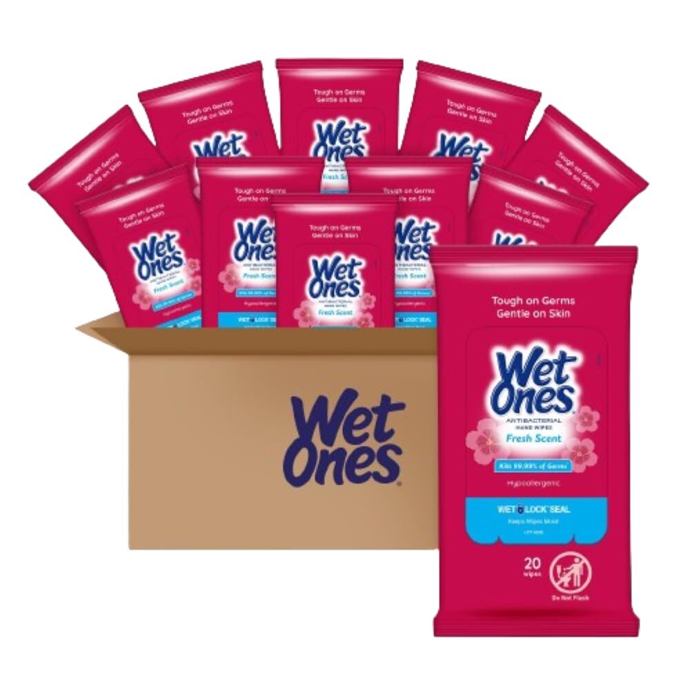 Wet Ones Antibacterial?Hand Wipes,?Fresh Scent Wipes | Travel Wipes Case, Antiba