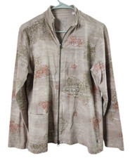 Chicos Zenergy Womens Sz 1 Floral Jacket Full Zip Long Sleeve Cotton Spandex
