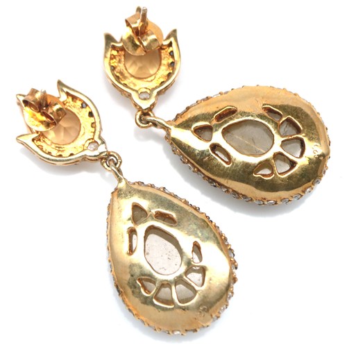 925 Argento Sterling Incolore Con Rutilo Quarzo, Citrino & Zaffiro Orecchini A - Foto 3 di 4