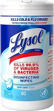 Lysol Disinfectant Wipes, Multi-Surface Antibacterial Cleaning, Crisp Linen, 80c