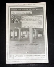 1916 OLD MAGAZINE PRINT AD, STONE & WEBSTER ENGINEERING, DESIGN & CONSTRUCTION!