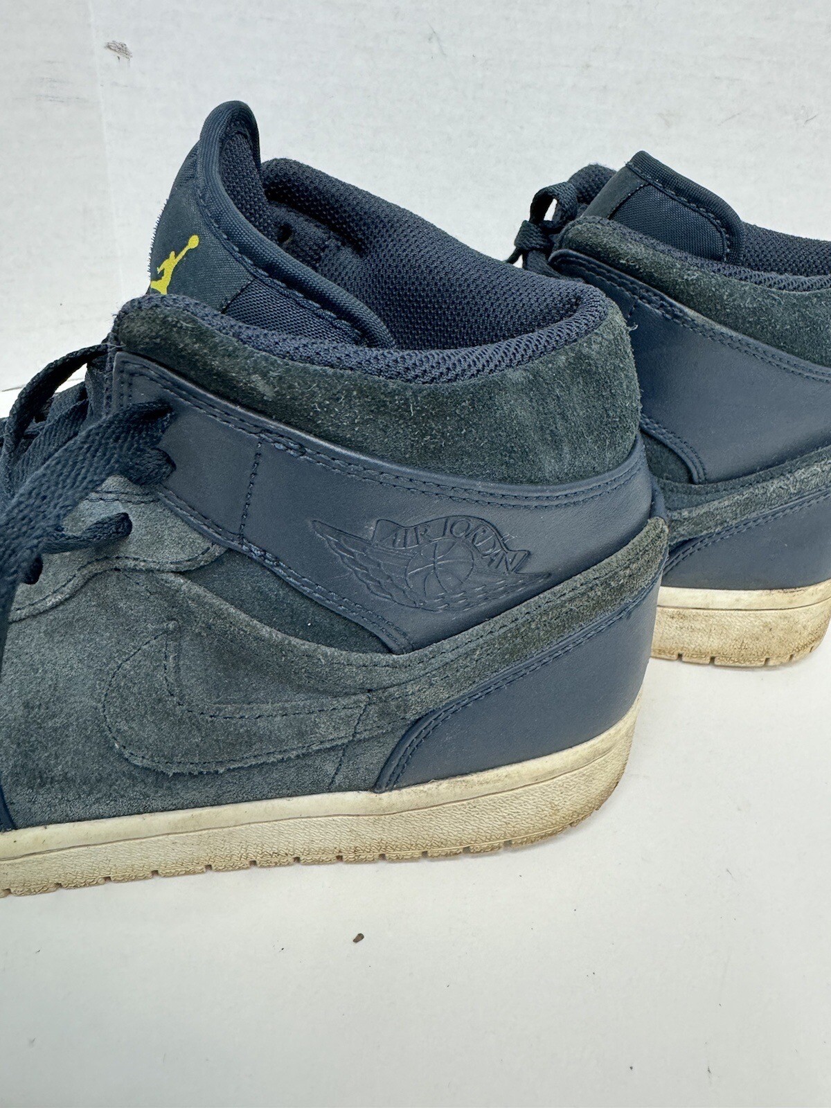 SAOLA Nike Air Jordan 1 Retro Mid Armory Navy Electrolime Jumpman 554724 421 Uomo 9 5