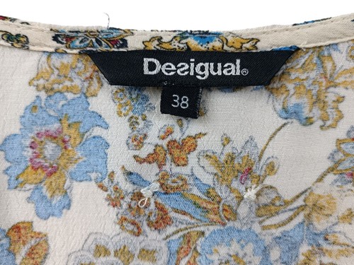 Desigual Womens Beige Floral Asymmetrical Hem Boho Midi Dress Size EU 38 (S) - Picture 10 of 12