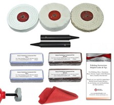 Bench Grinder Polishing Kit For Aluminium Alloys Brass Copper 4” x ½” Wheels