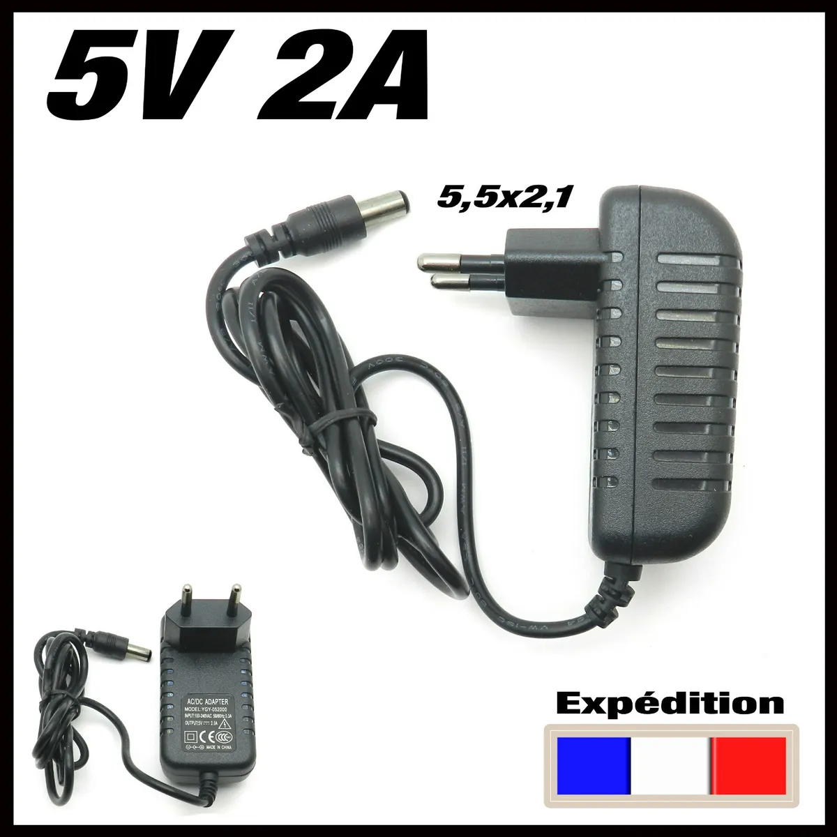alimentation 5v 2A avec connecteur 5,5 x 2,1 mm - power supply