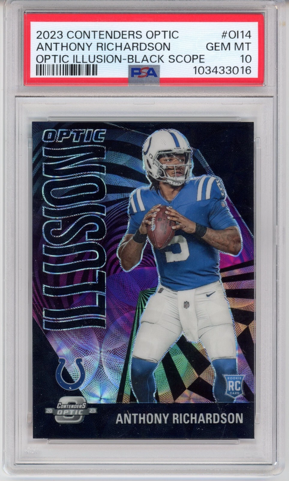 Anthony Richardson Panini Contenders Optic Optic Illusion #OI14 Black Scope