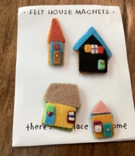 NWT Natural Life Felt House Magnets Set of 4  So Cute!!