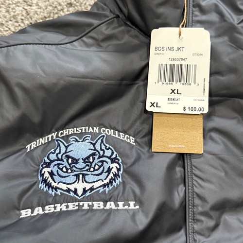 Brand New Adidas Puffer Jacket Trinity Christian College Trolls BBall Mens XL - Picture 2 of 4