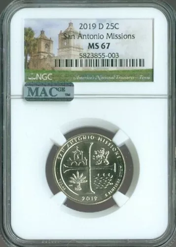 2019-D San Antonio Missions Quarter NGC MS67 MAC Quality ✔️