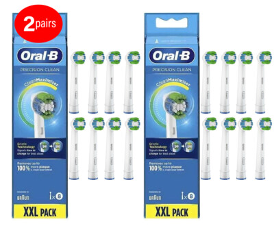 2 Pairs of 8 Counts Braun Oral-B Precision Clean Electric Toothbrush Heads