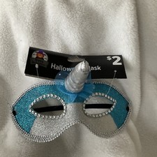 Blue Silver Glitter Beaded Unicorn Party Masquerade Prom Halloween Eye Mask New