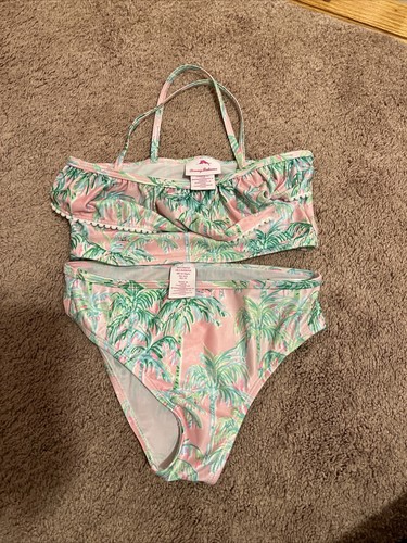 NWOT Tommy Bahama Girls Size L (10/12) Pink Tropical Swimsuit