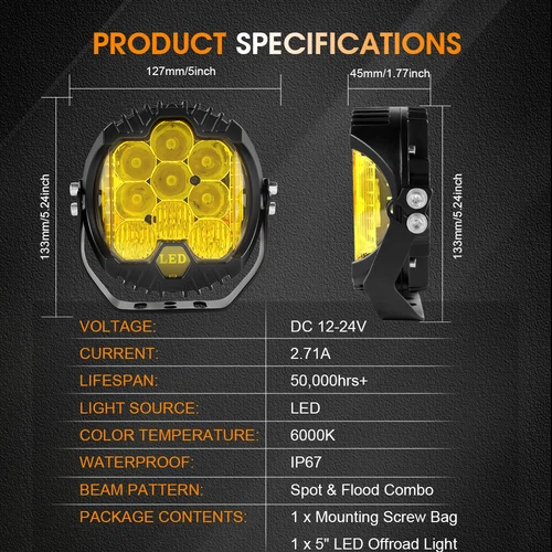 4/5/7inch Car LED Work Light Pods Spot Flood Combo Offroad SUV Driving Fog Lamp - Picture 6 of 41