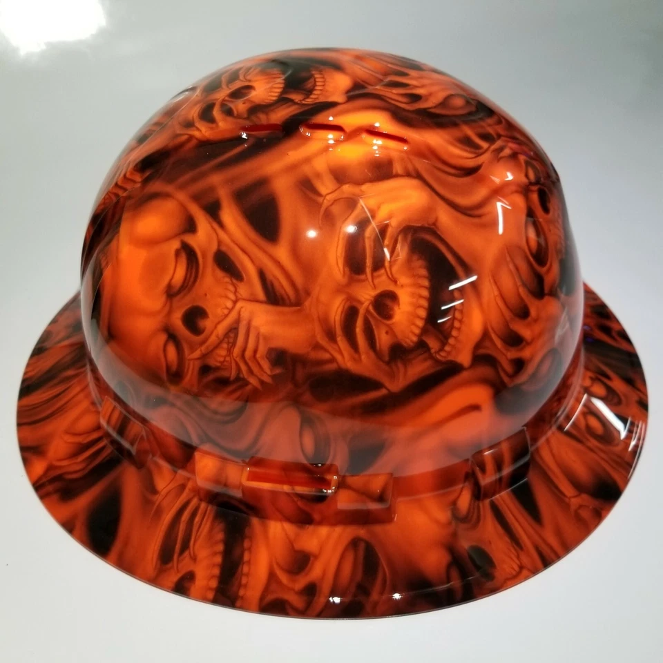 Sombrero duro personalizado hidro sumergido ala completa escuchar no, no ver calaveras malvadas osha - Imagen 2 de 4