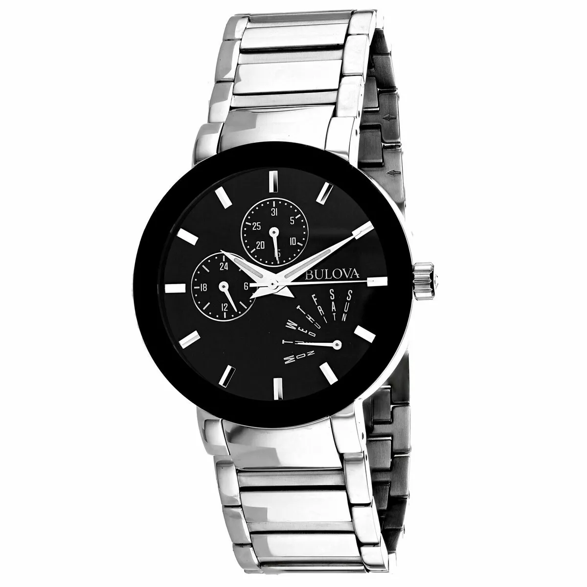 Bulova 96C105 Men s Black Dial Chronograph Stainless Steel Dress