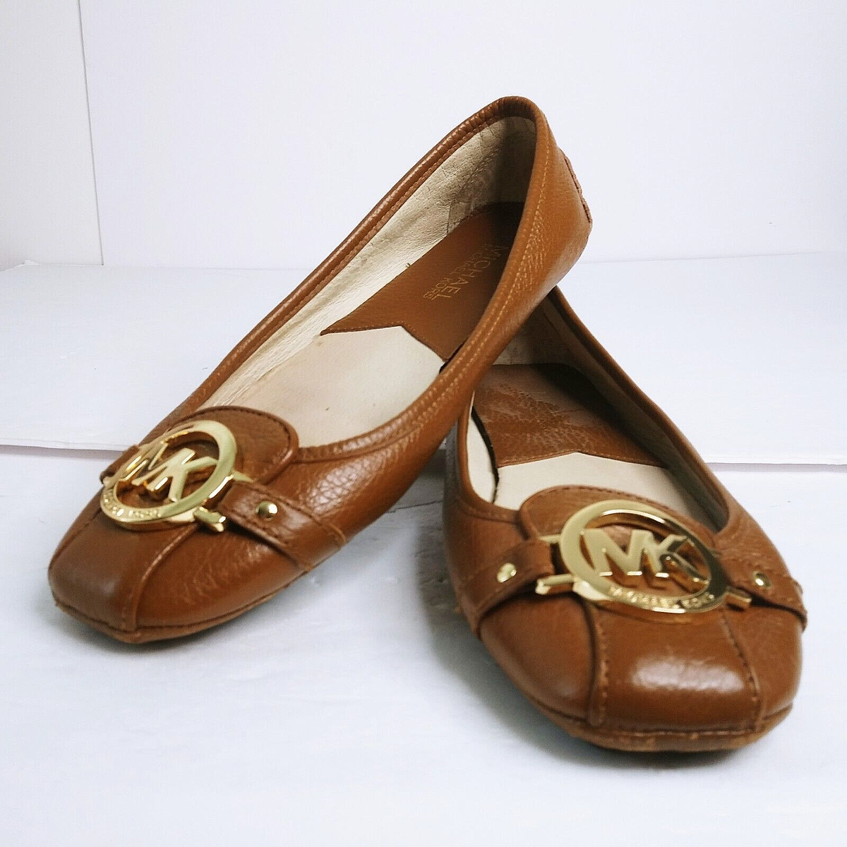 MICHAEL KORS Brown/Carmel Leather LOGO Ballet Flats/Driving Loafers Size 7M