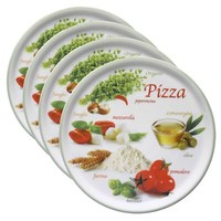 4Er Set Pizzateller Napoli Green Ø 32 Cm Servier-Platte Xl-Teller Porzellan