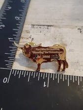 Fort Worth Steering Counil Pin Back Badge ?Fort. Worth Bull Steer Head qa